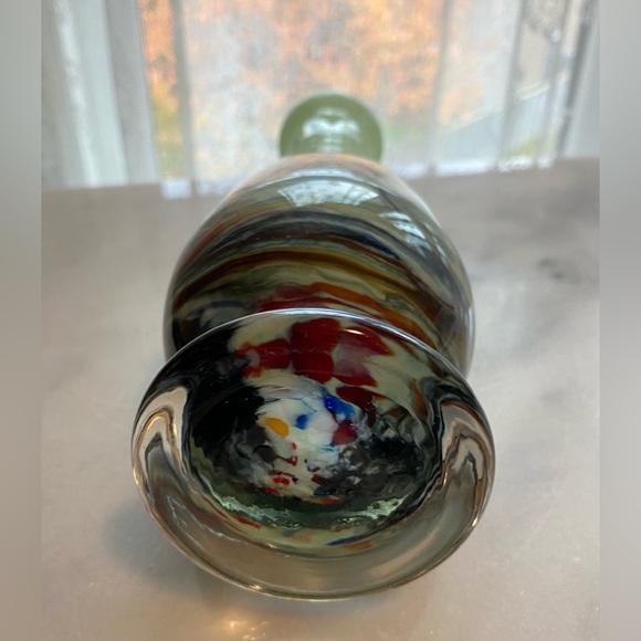 Vintage 1970s Dalian Glass Snowflake Vase (China) - Picture 4 of 8